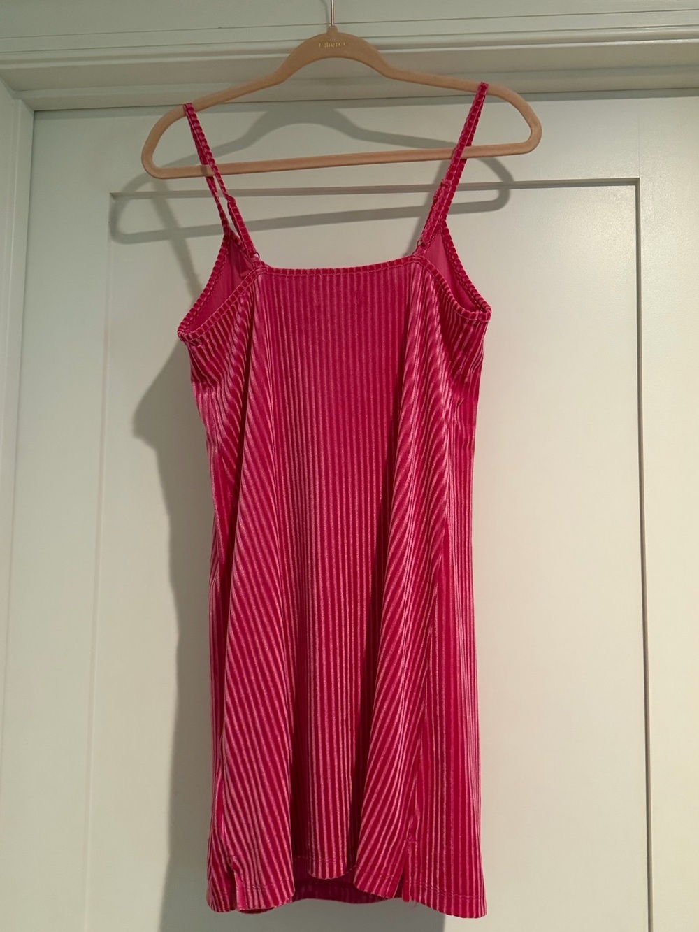 Colsie Hot Pink Ribbed Velvet Slip - Picture 2 of 4